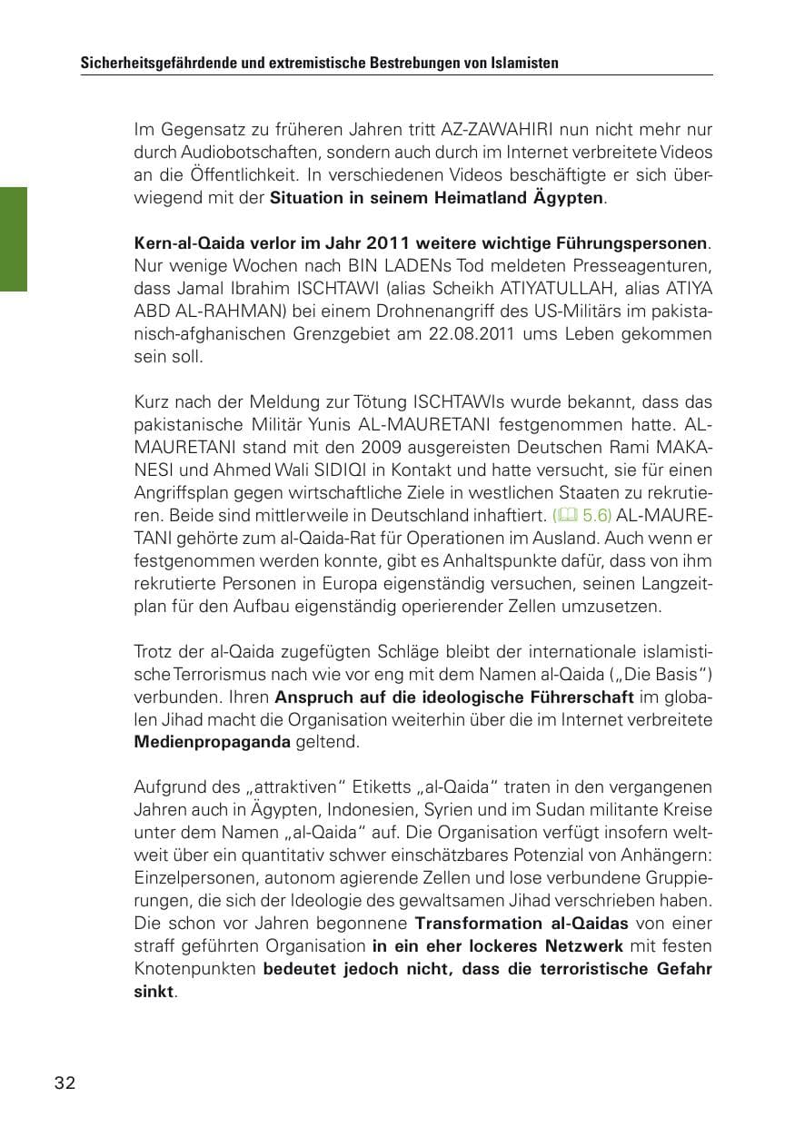 Seite 33 des Verfassungsschutzbericht 2011 Hamburg