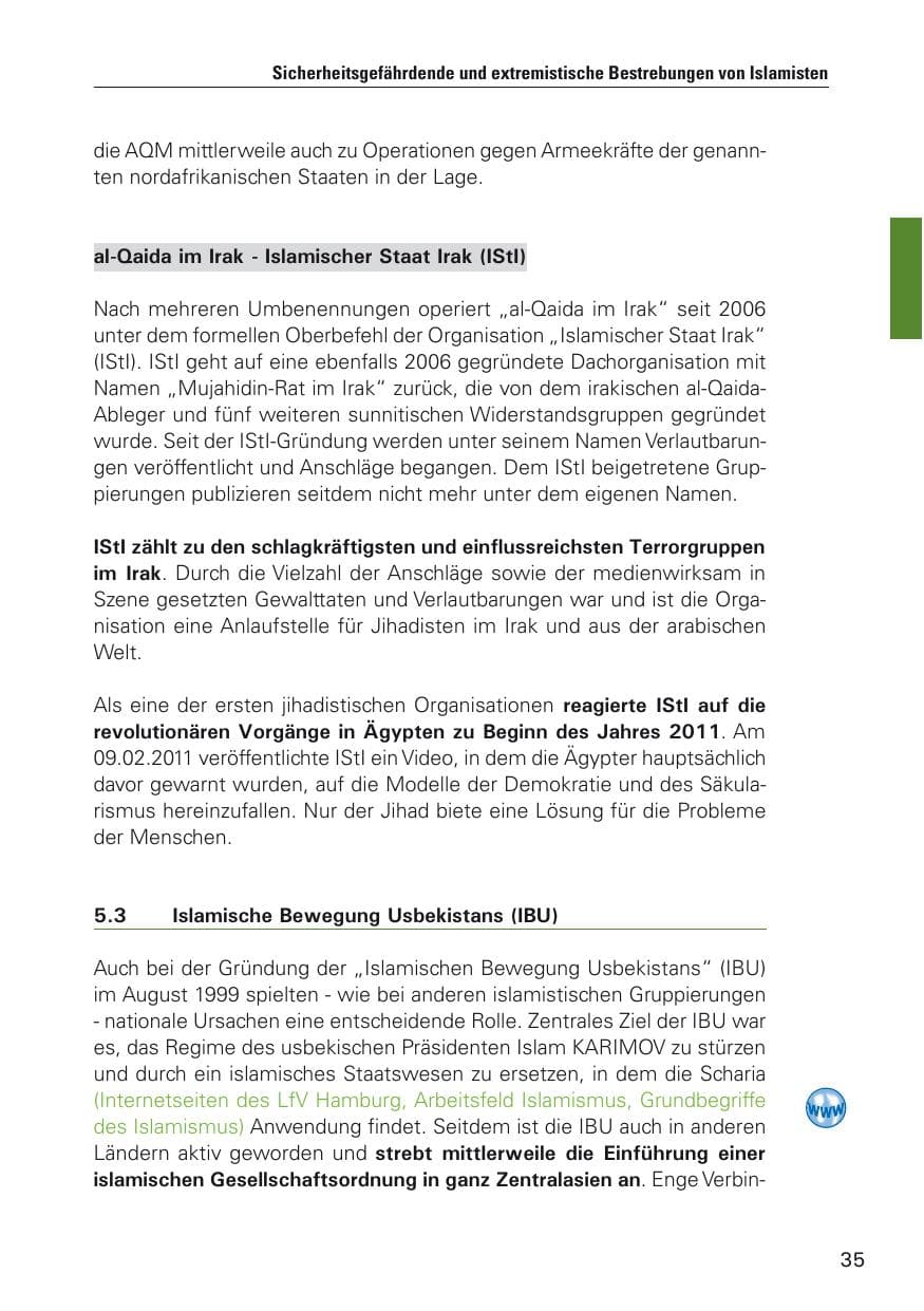 Seite 36 des Verfassungsschutzbericht 2011 Hamburg