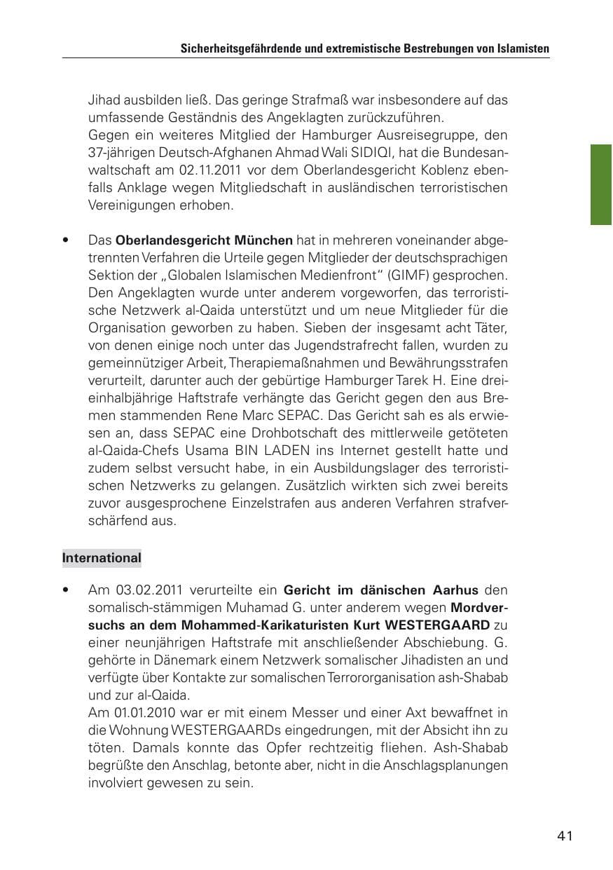 Seite 42 des Verfassungsschutzbericht 2011 Hamburg
