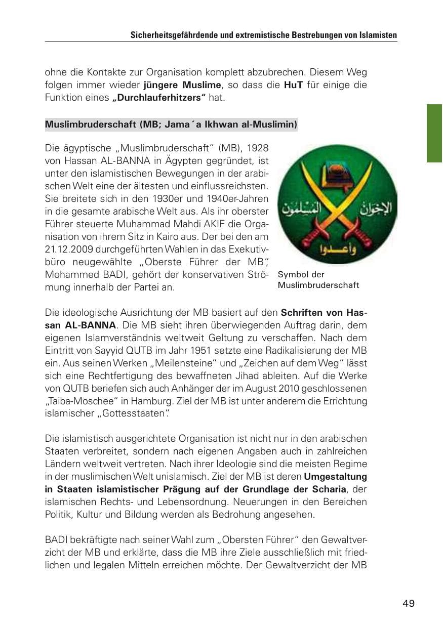 Seite 50 des Verfassungsschutzbericht 2011 Hamburg