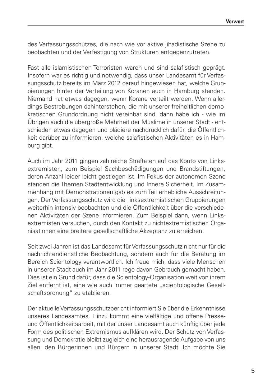 Seite 6 des Verfassungsschutzbericht 2011 Hamburg