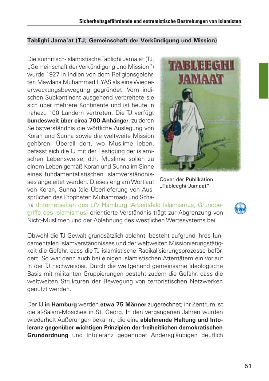 Seite 52 des Verfassungsschutzbericht 2011 Hamburg