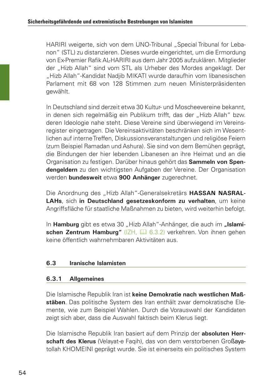 Seite 55 des Verfassungsschutzbericht 2011 Hamburg