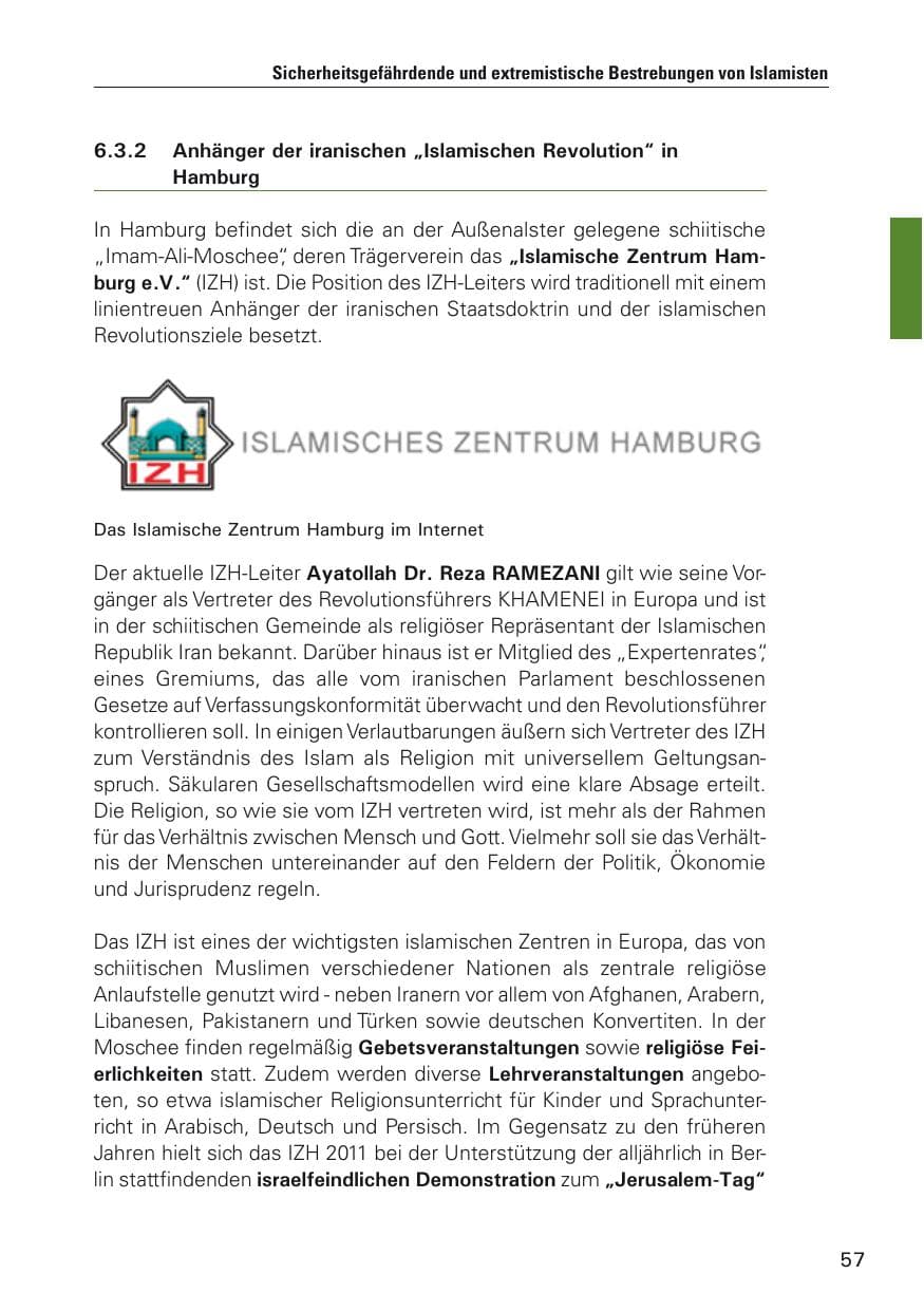 Seite 58 des Verfassungsschutzbericht 2011 Hamburg