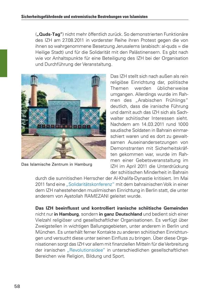 Seite 59 des Verfassungsschutzbericht 2011 Hamburg