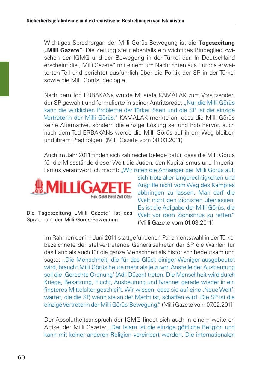 Seite 61 des Verfassungsschutzbericht 2011 Hamburg