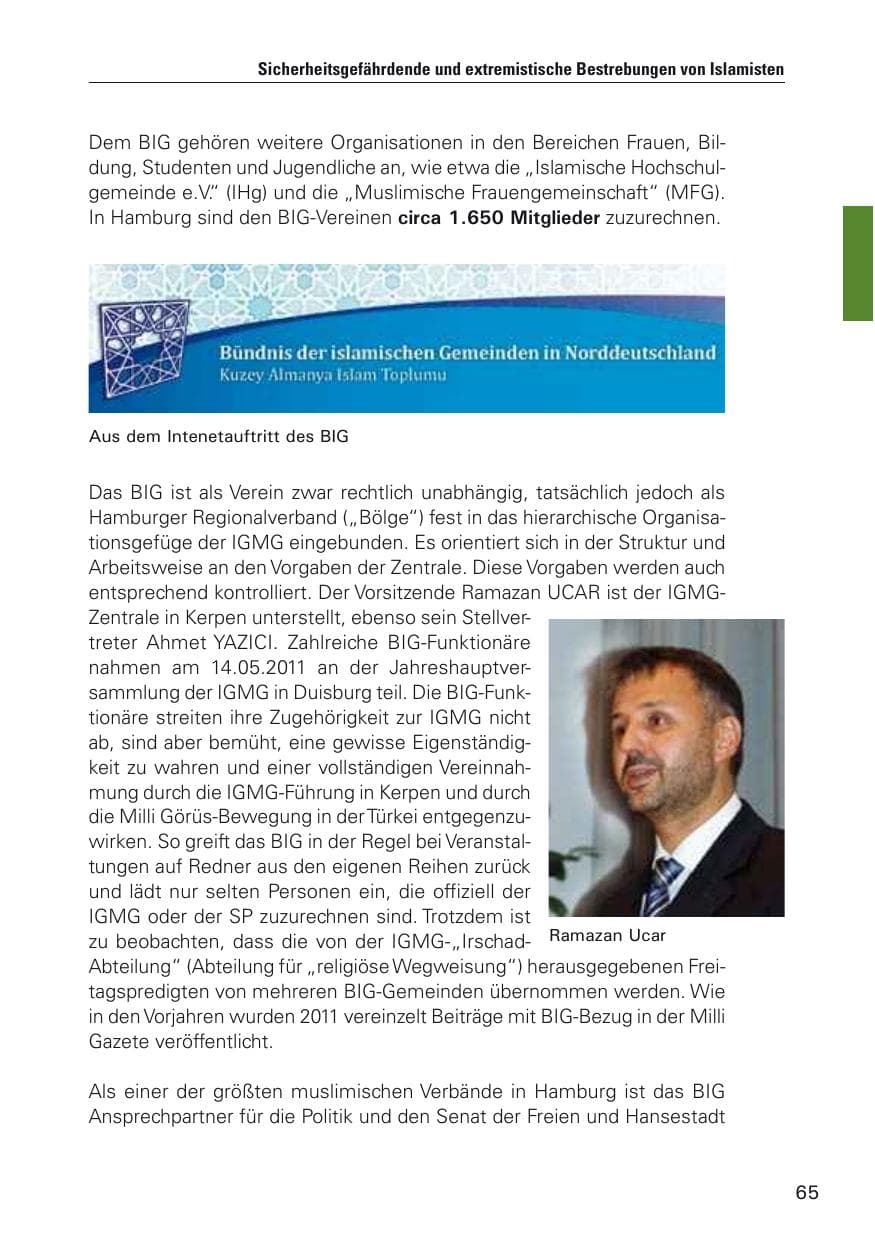 Seite 66 des Verfassungsschutzbericht 2011 Hamburg