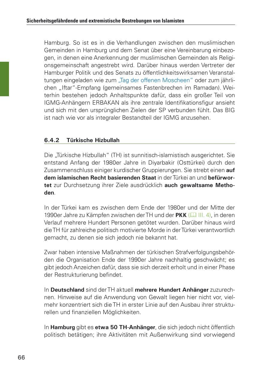 Seite 67 des Verfassungsschutzbericht 2011 Hamburg