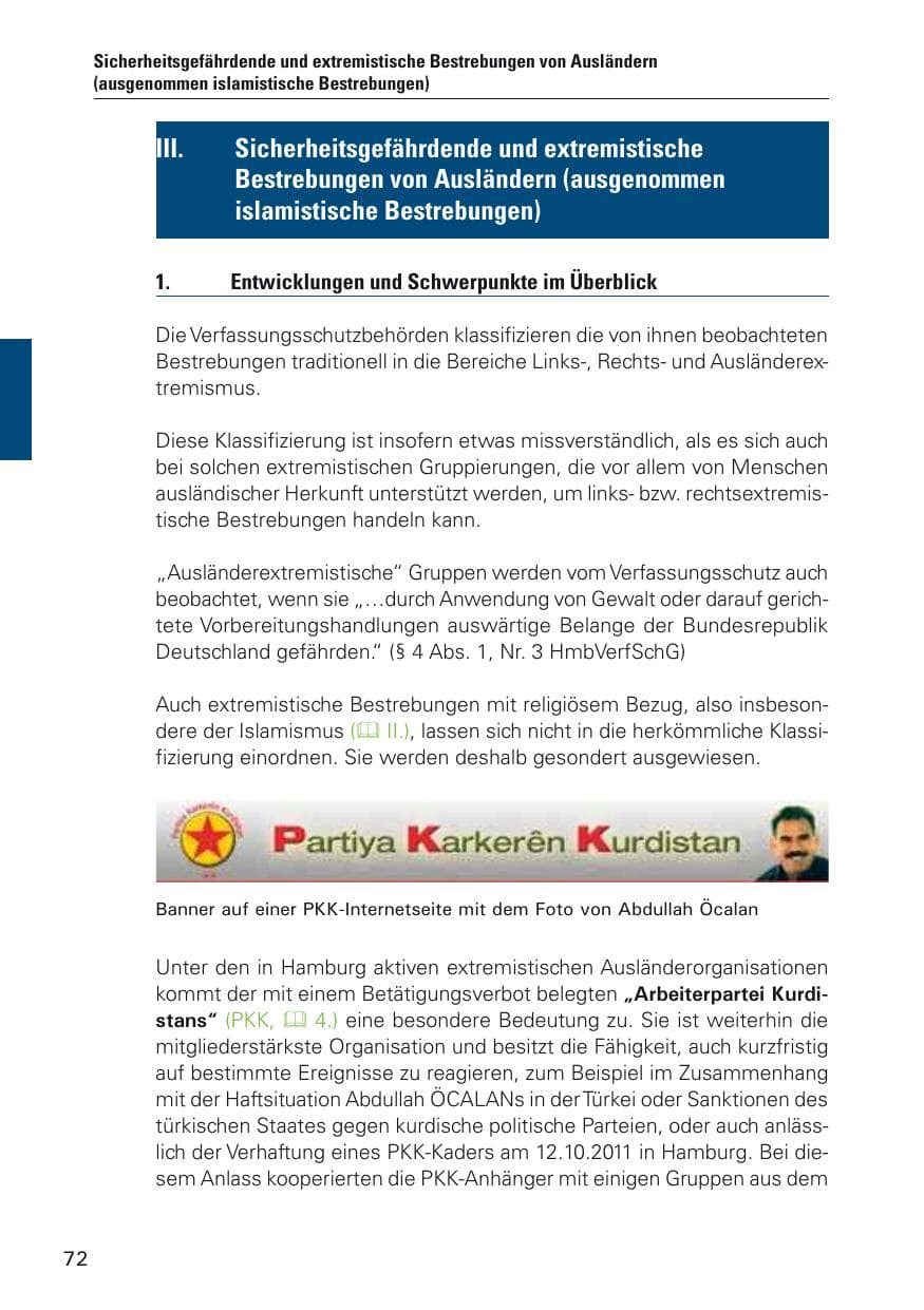 Seite 73 des Verfassungsschutzbericht 2011 Hamburg
