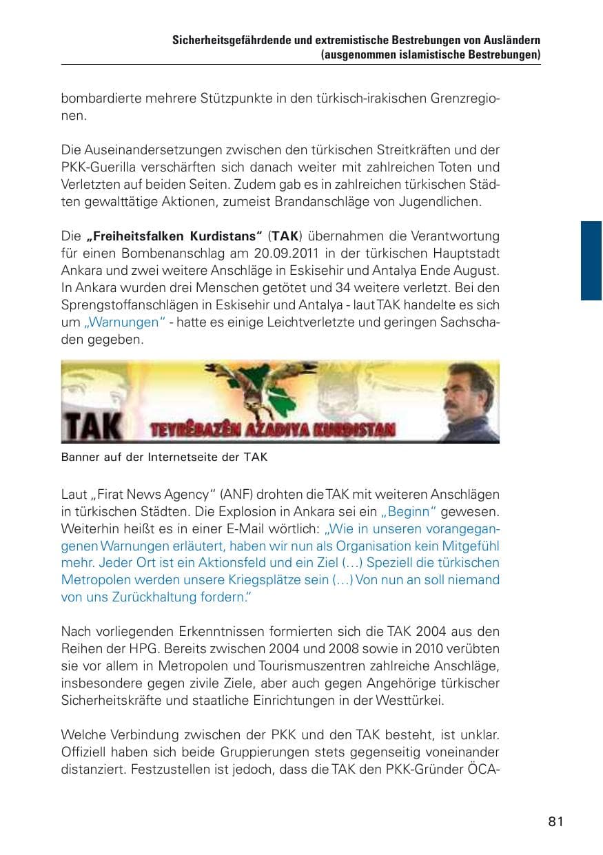 Seite 82 des Verfassungsschutzbericht 2011 Hamburg