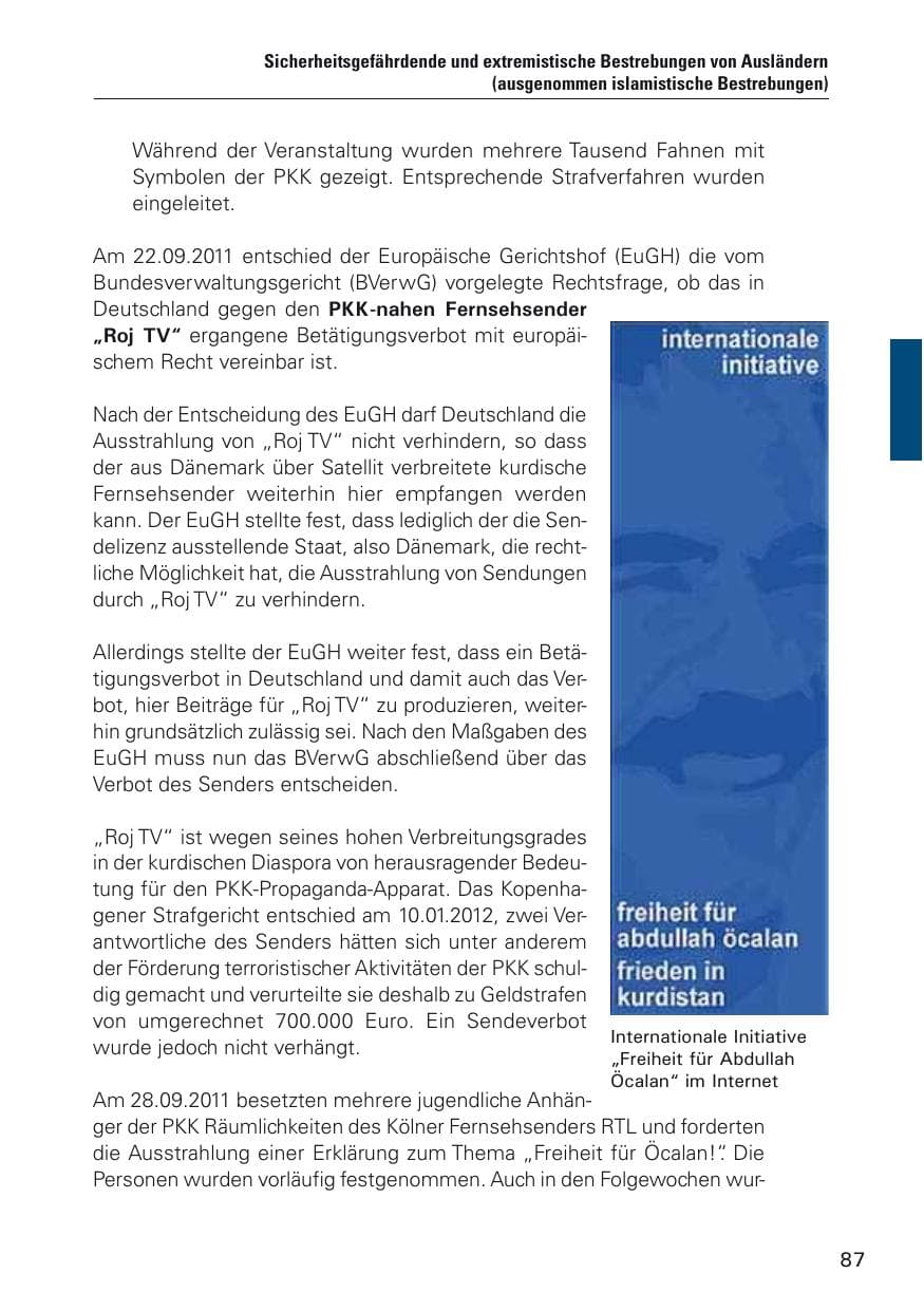 Seite 88 des Verfassungsschutzbericht 2011 Hamburg