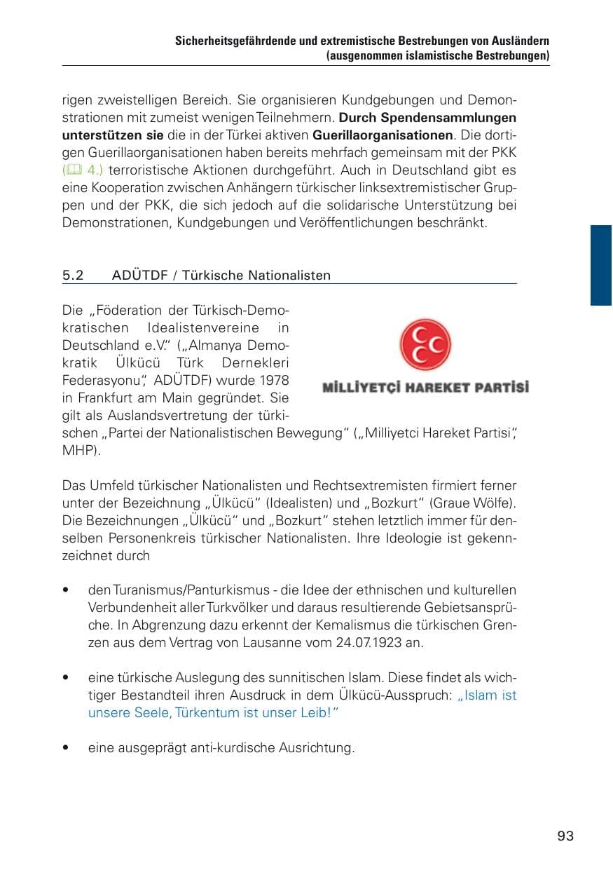 Seite 94 des Verfassungsschutzbericht 2011 Hamburg