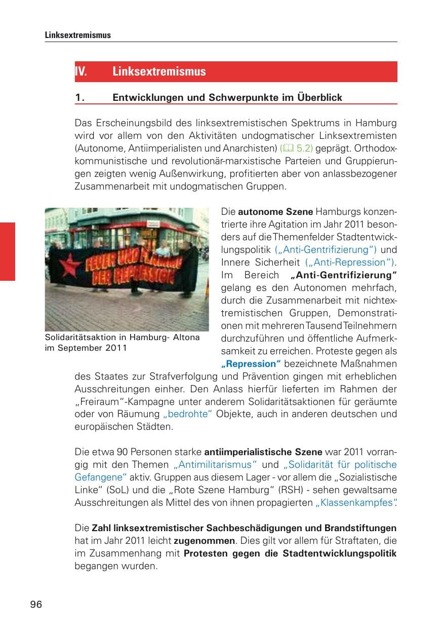 Seite 97 des Verfassungsschutzbericht 2011 Hamburg