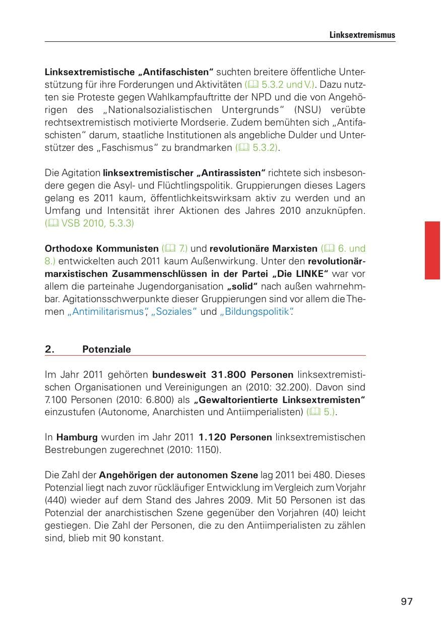 Seite 98 des Verfassungsschutzbericht 2011 Hamburg