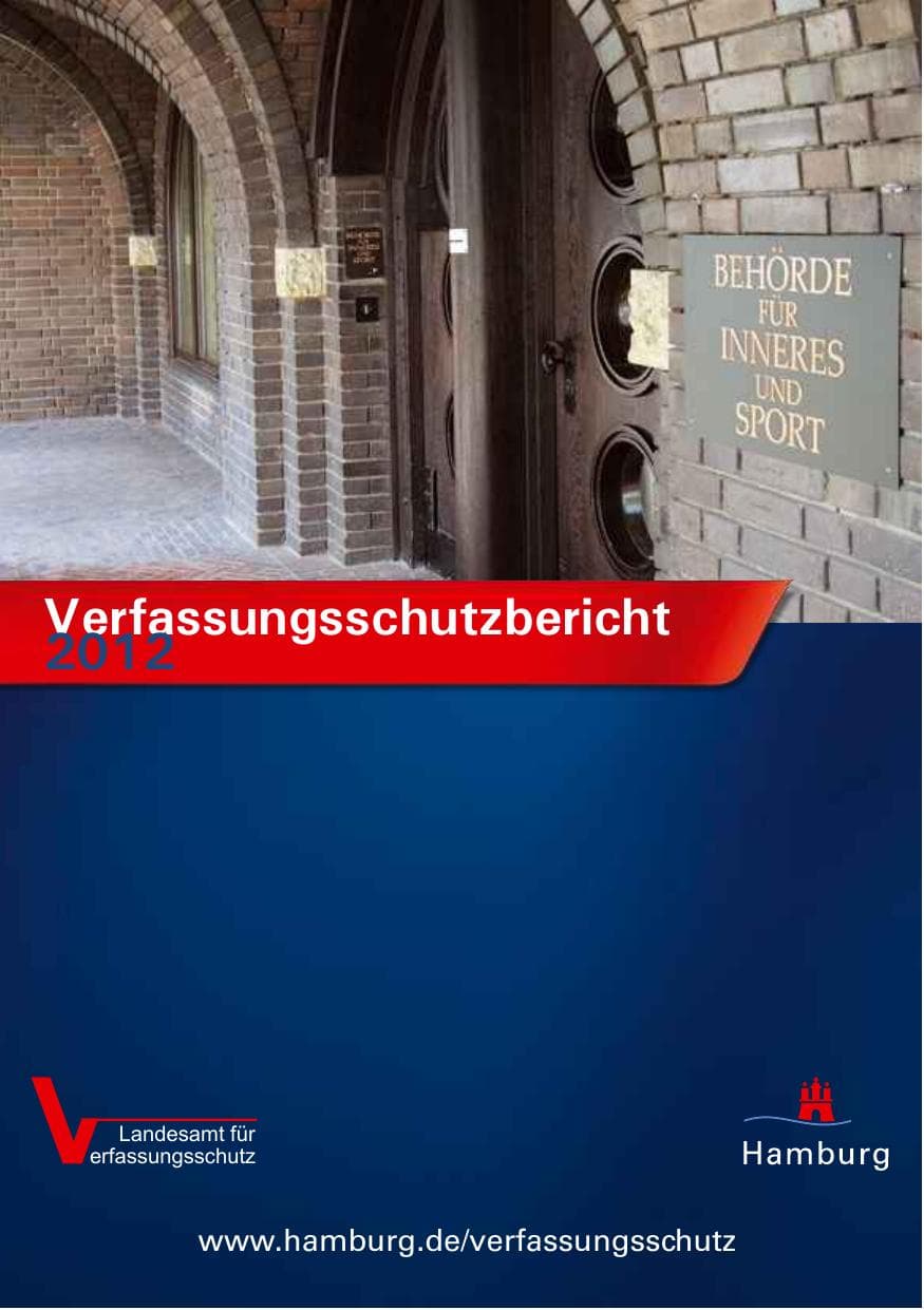 Seite 1 des Verfassungsschutzbericht 2012 Hamburg
