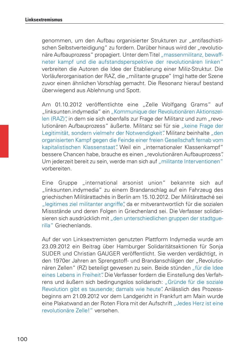 Seite 101 des Verfassungsschutzbericht 2012 Hamburg