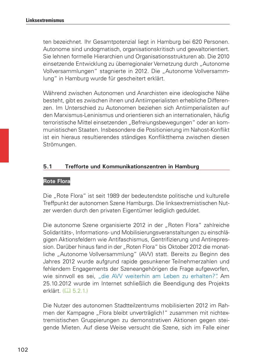Seite 103 des Verfassungsschutzbericht 2012 Hamburg