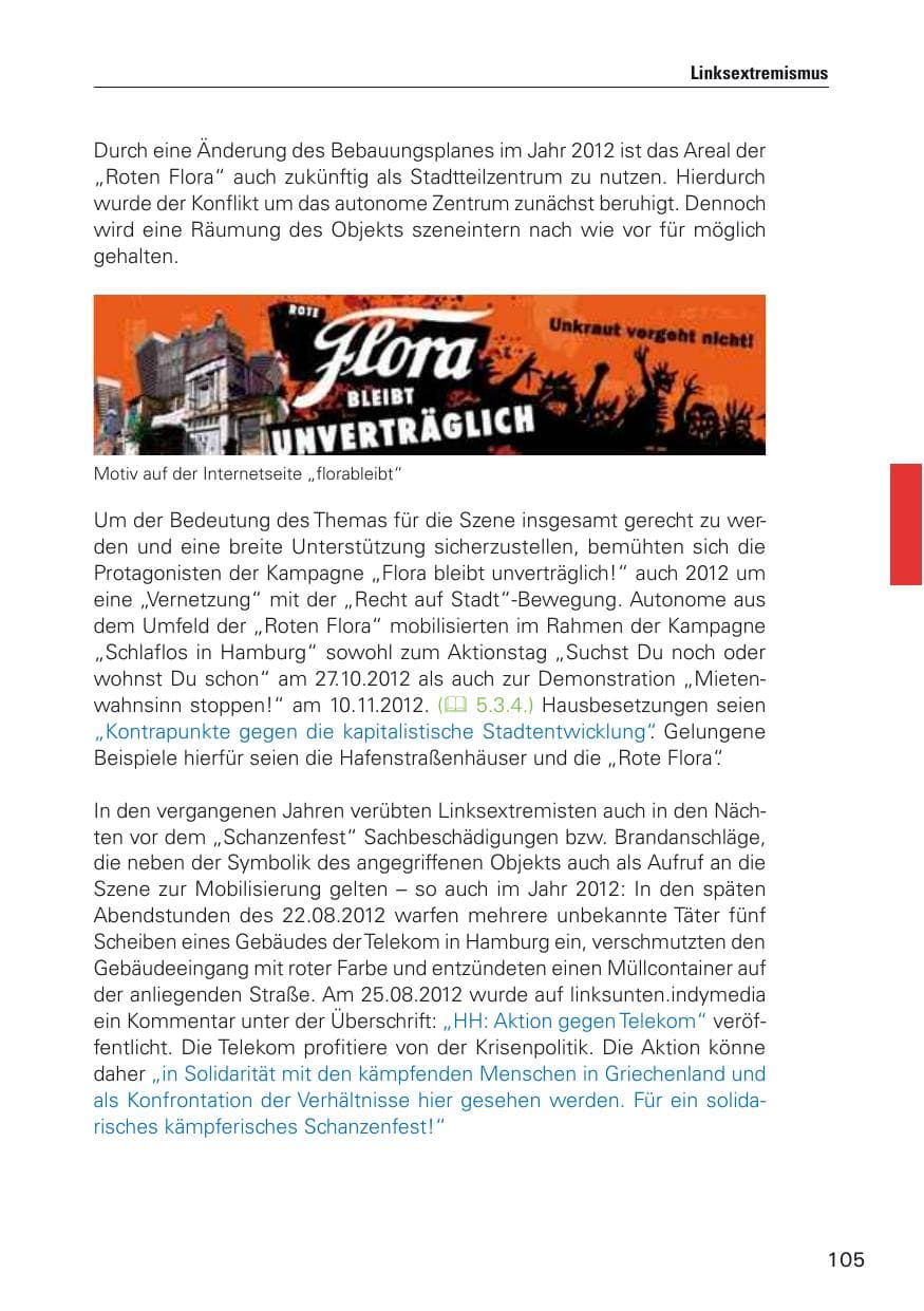 Seite 106 des Verfassungsschutzbericht 2012 Hamburg