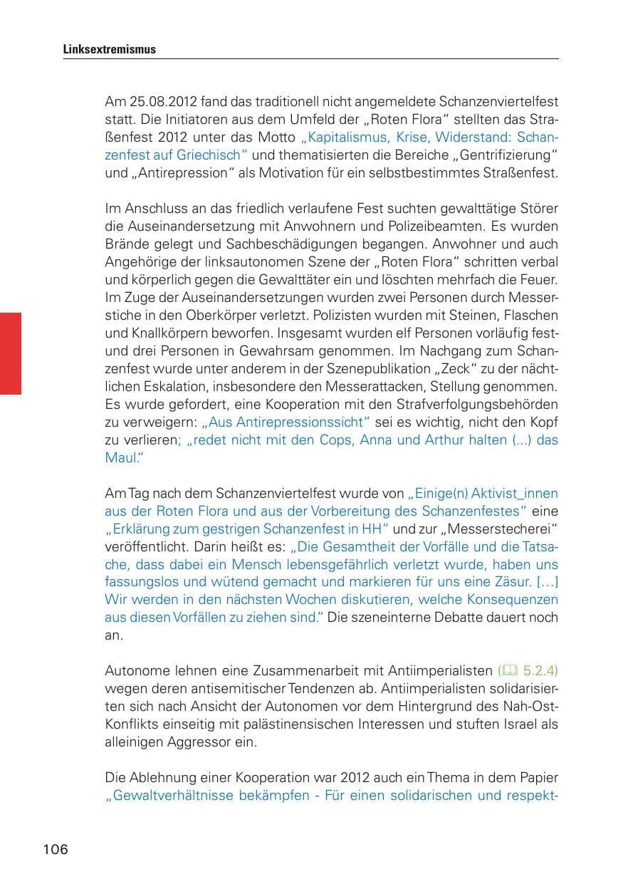 Seite 107 des Verfassungsschutzbericht 2012 Hamburg
