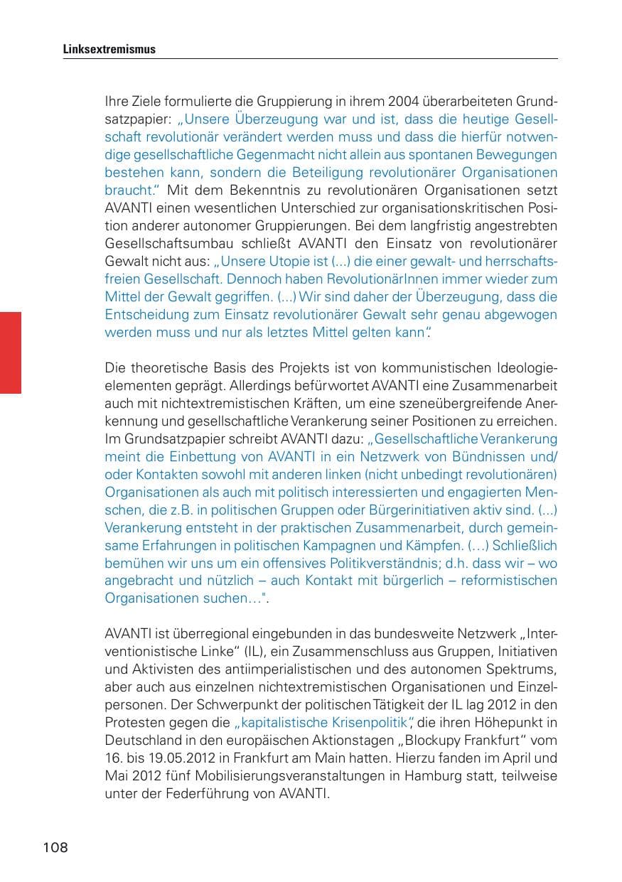 Seite 109 des Verfassungsschutzbericht 2012 Hamburg