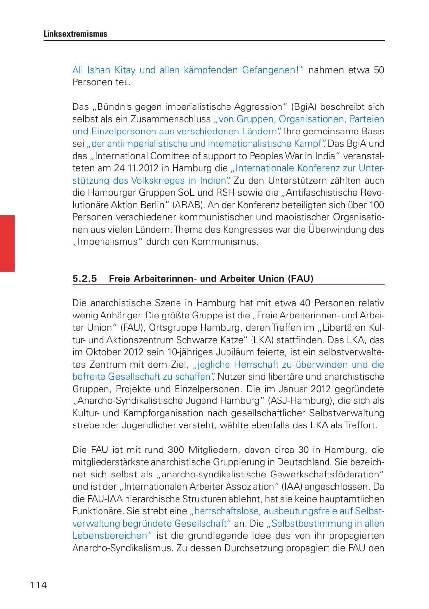 Seite 115 des Verfassungsschutzbericht 2012 Hamburg