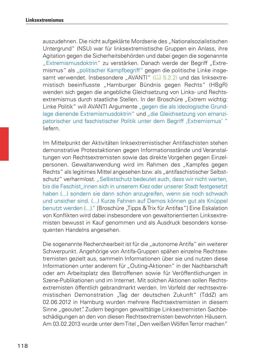 Seite 119 des Verfassungsschutzbericht 2012 Hamburg