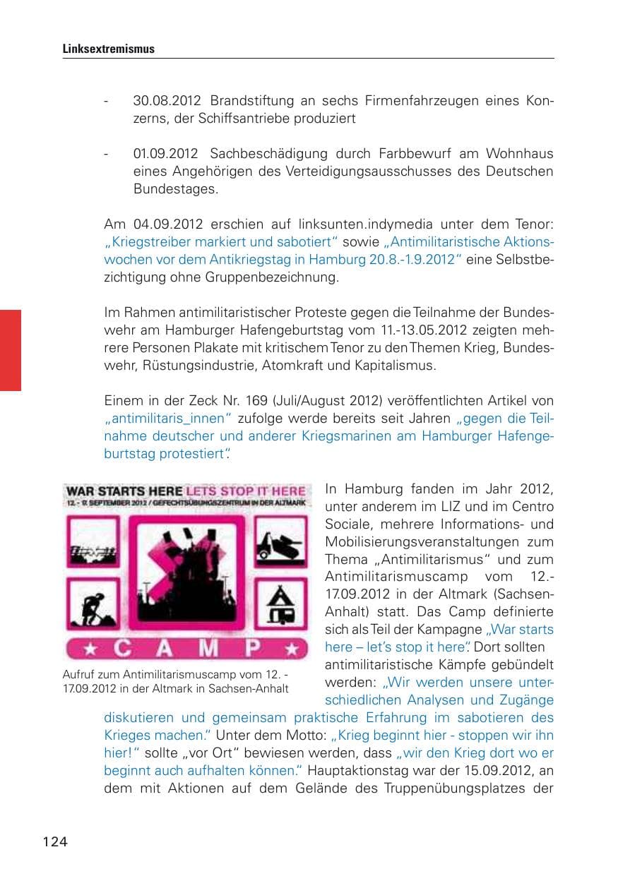 Seite 125 des Verfassungsschutzbericht 2012 Hamburg