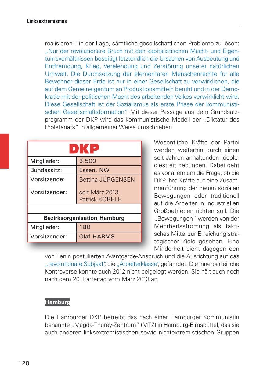 Seite 129 des Verfassungsschutzbericht 2012 Hamburg