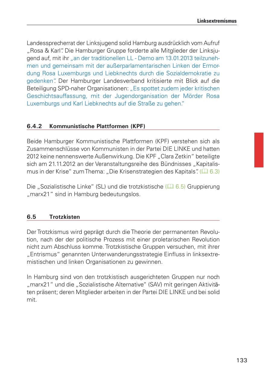 Seite 134 des Verfassungsschutzbericht 2012 Hamburg