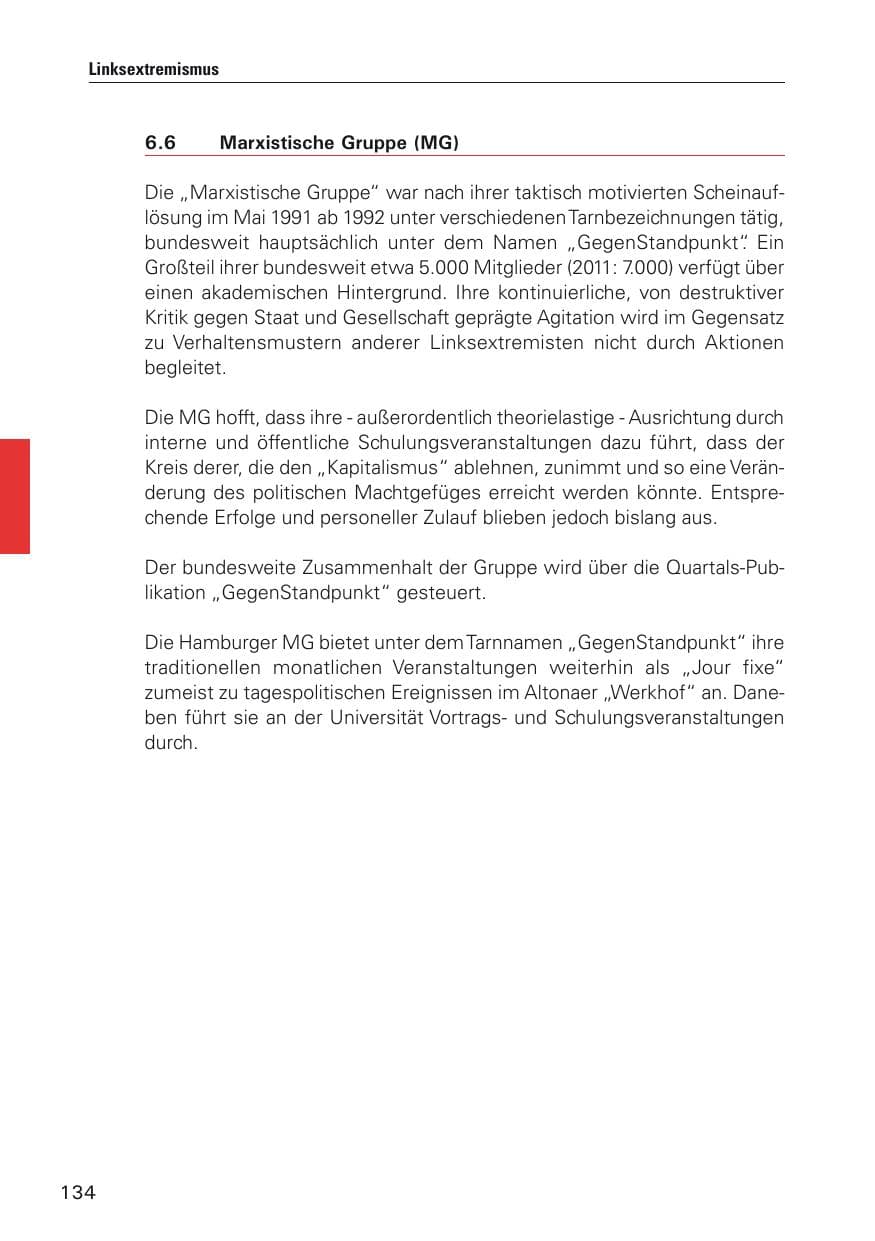 Seite 135 des Verfassungsschutzbericht 2012 Hamburg