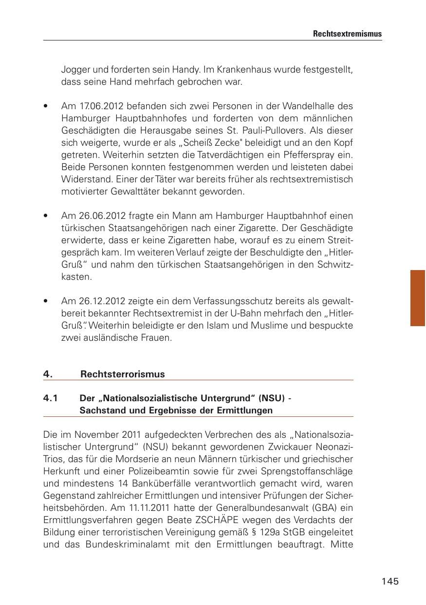 Seite 146 des Verfassungsschutzbericht 2012 Hamburg