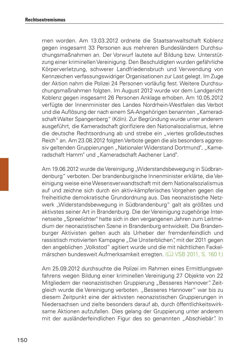 Seite 151 des Verfassungsschutzbericht 2012 Hamburg