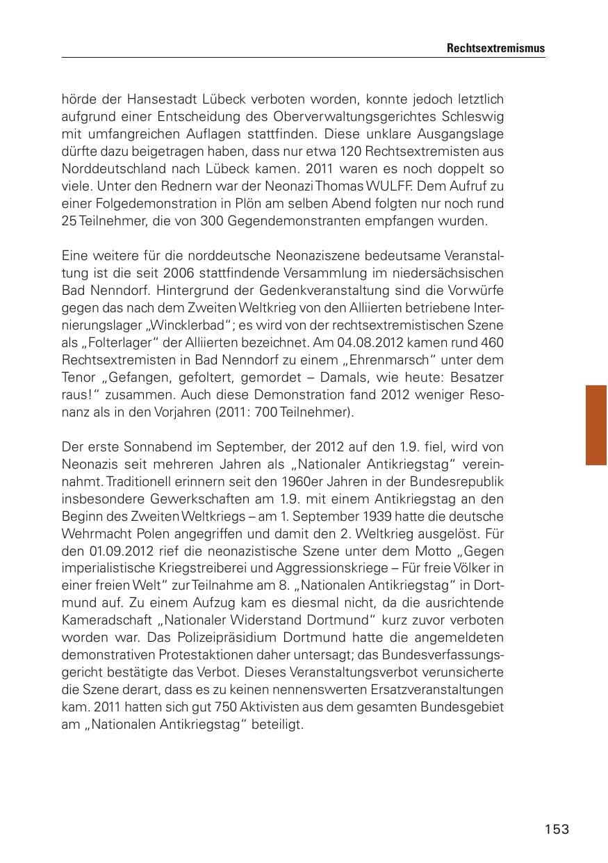 Seite 154 des Verfassungsschutzbericht 2012 Hamburg