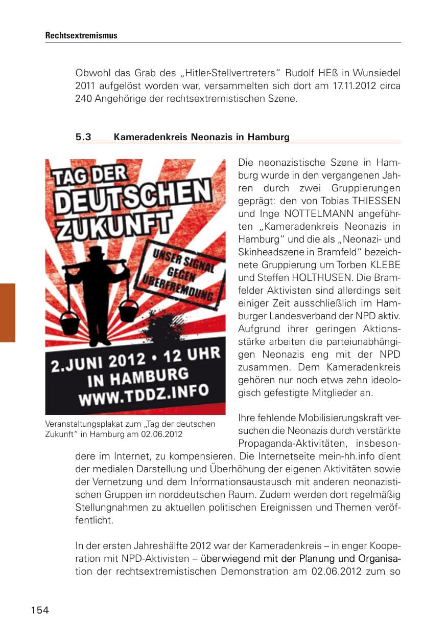 Seite 155 des Verfassungsschutzbericht 2012 Hamburg