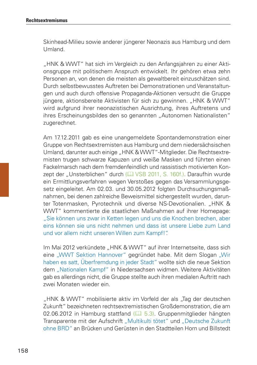 Seite 159 des Verfassungsschutzbericht 2012 Hamburg