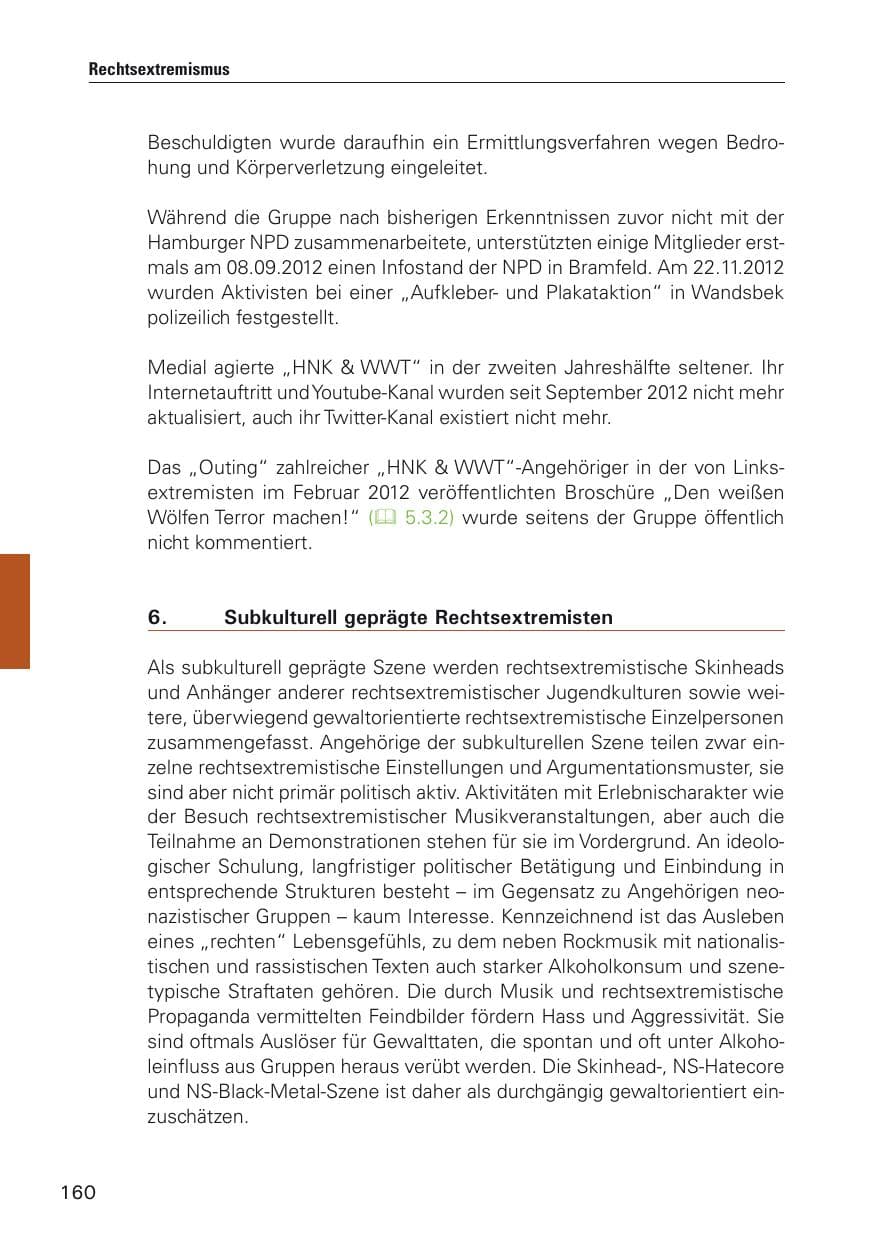 Seite 161 des Verfassungsschutzbericht 2012 Hamburg