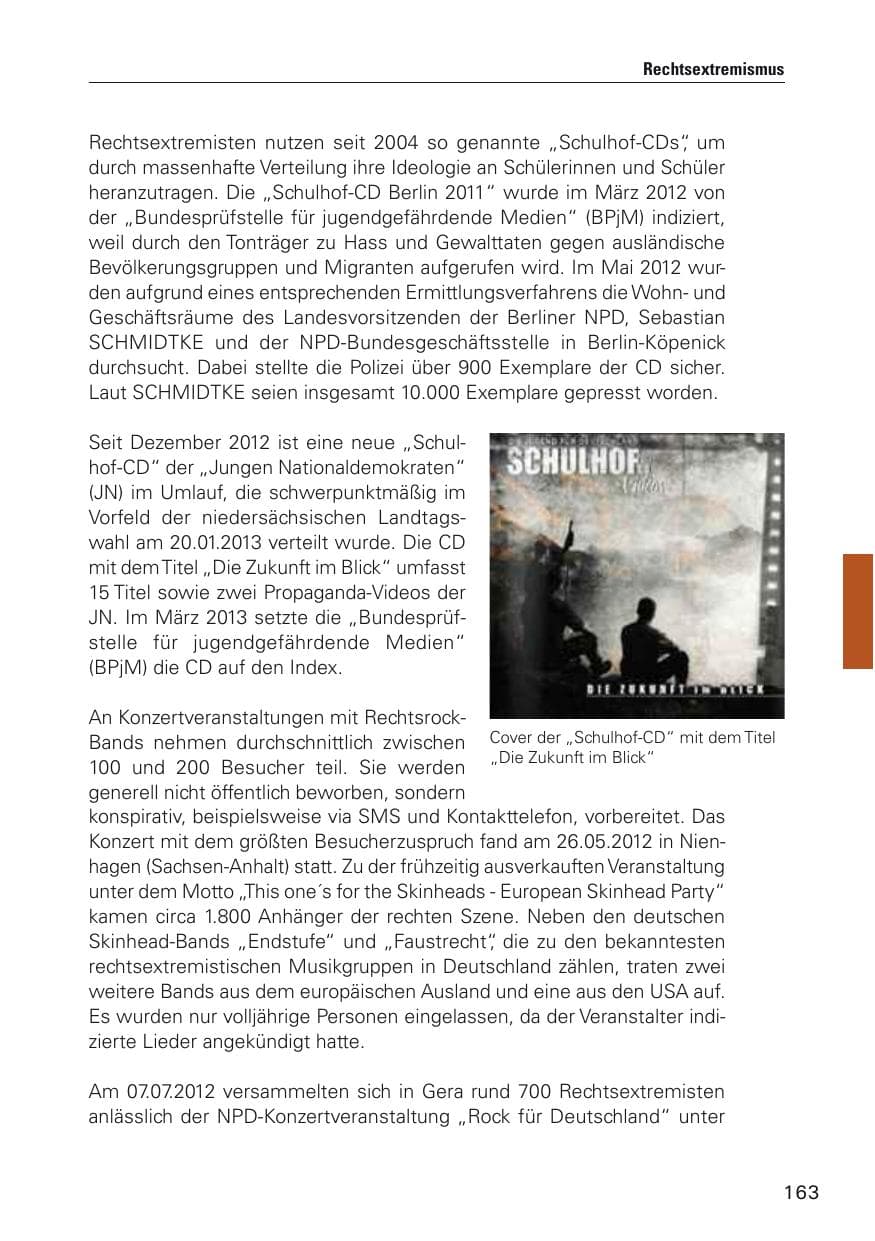 Seite 164 des Verfassungsschutzbericht 2012 Hamburg