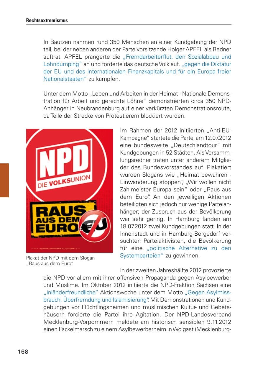 Seite 169 des Verfassungsschutzbericht 2012 Hamburg