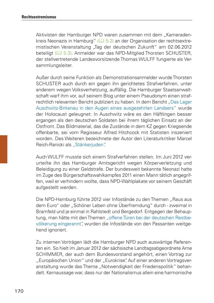 Seite 171 des Verfassungsschutzbericht 2012 Hamburg