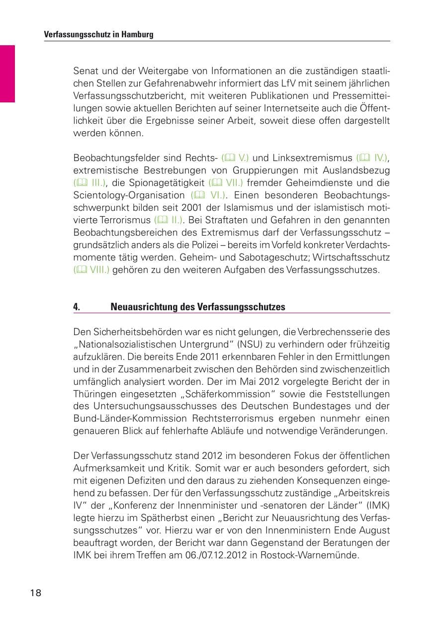 Seite 19 des Verfassungsschutzbericht 2012 Hamburg