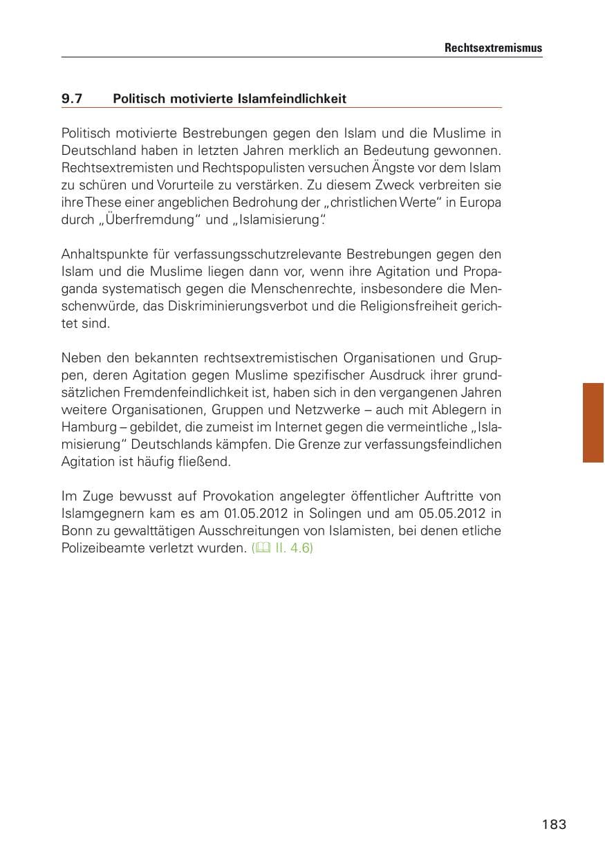 Seite 184 des Verfassungsschutzbericht 2012 Hamburg