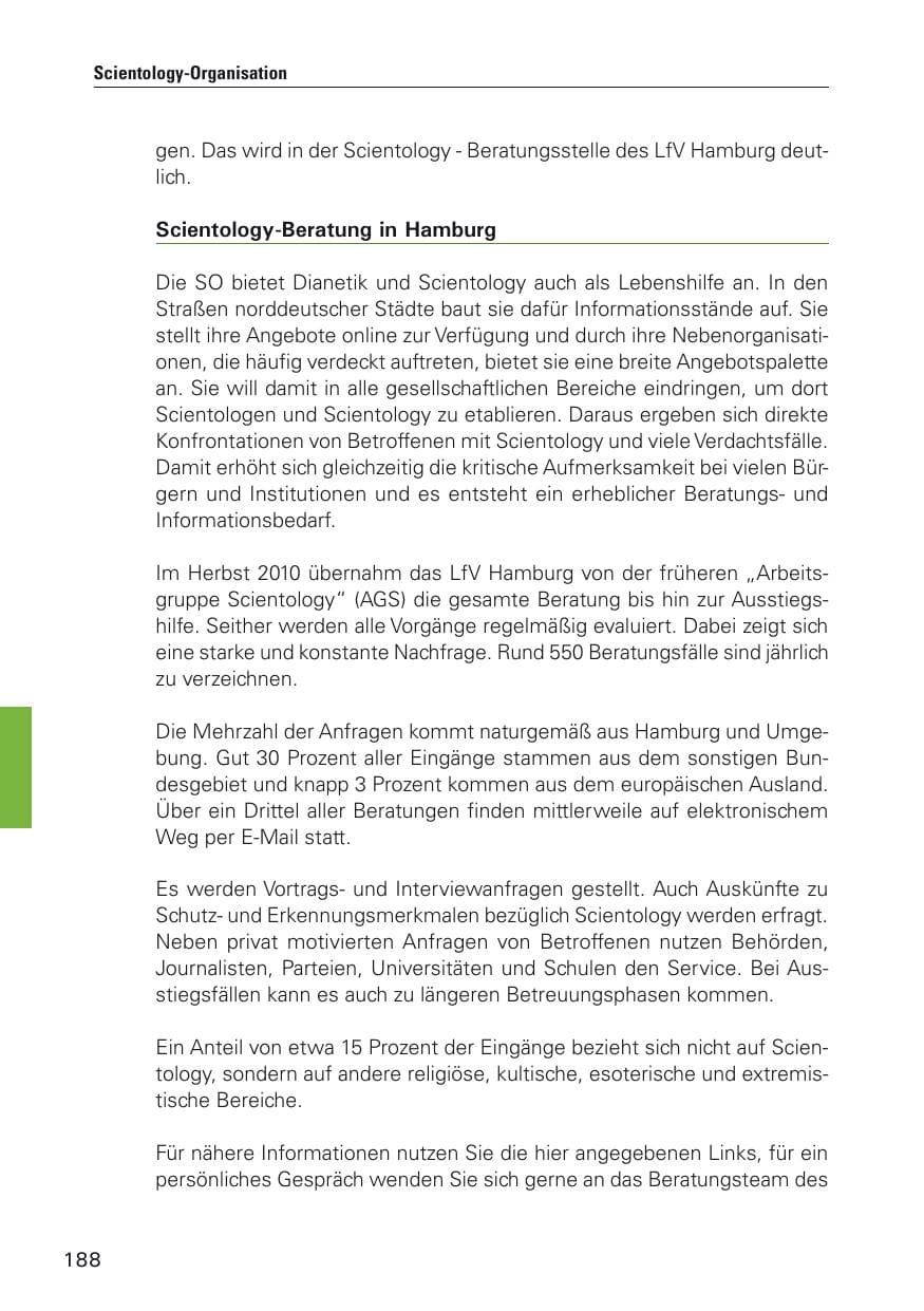 Seite 189 des Verfassungsschutzbericht 2012 Hamburg
