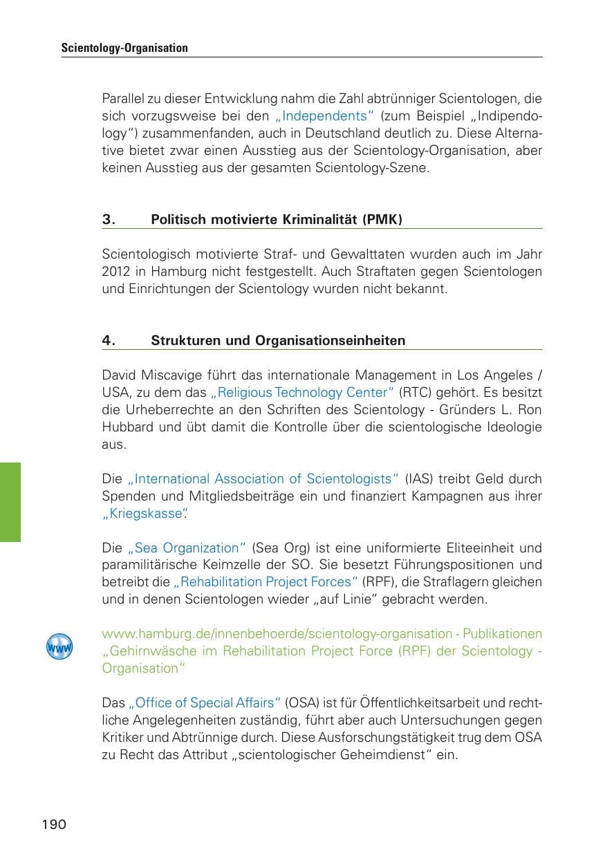 Seite 191 des Verfassungsschutzbericht 2012 Hamburg