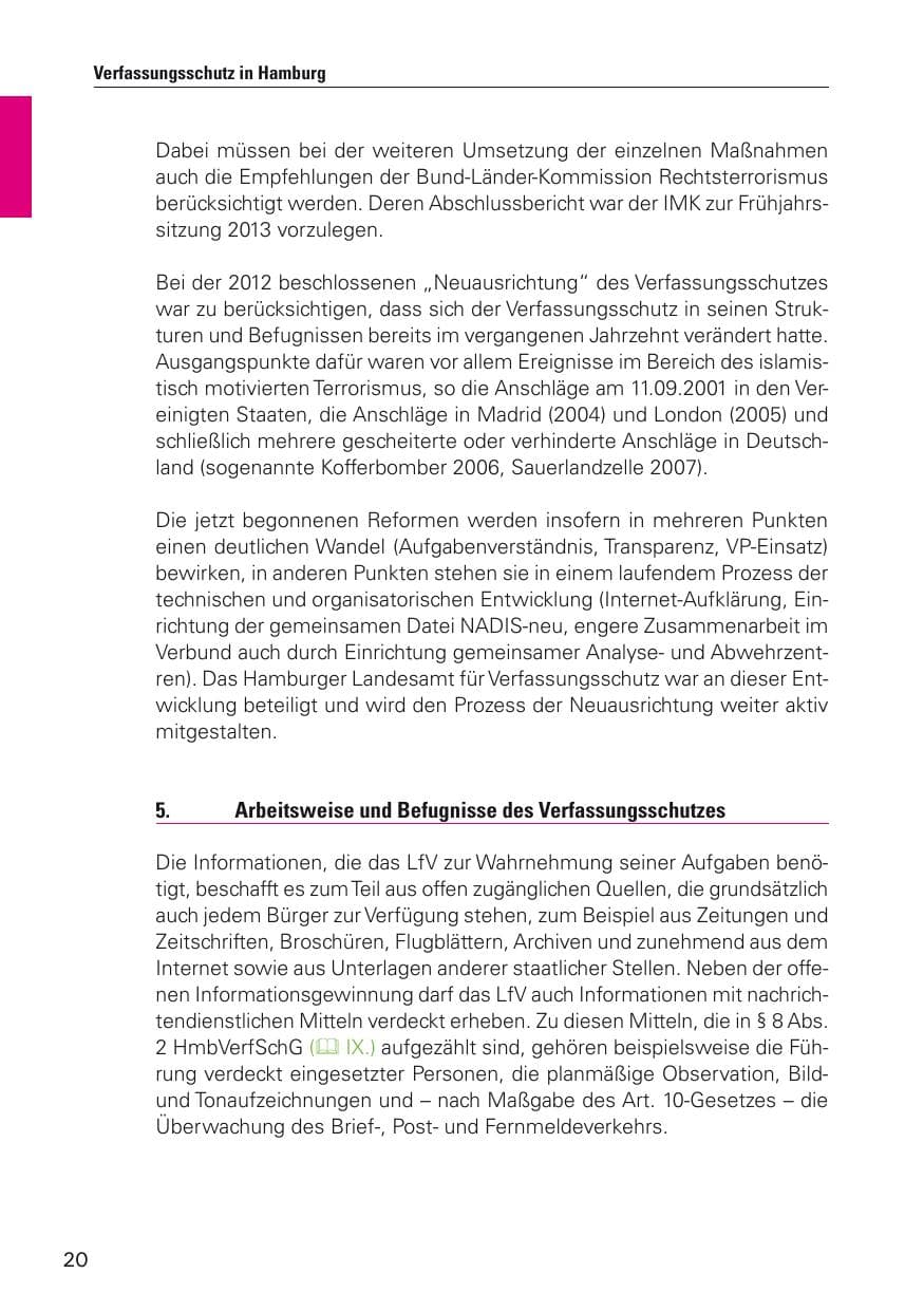 Seite 21 des Verfassungsschutzbericht 2012 Hamburg