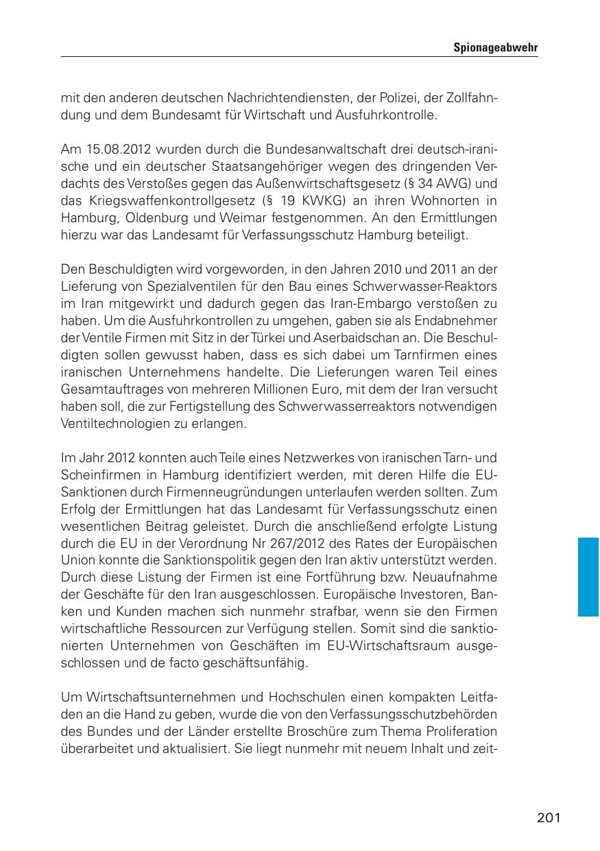 Seite 202 des Verfassungsschutzbericht 2012 Hamburg