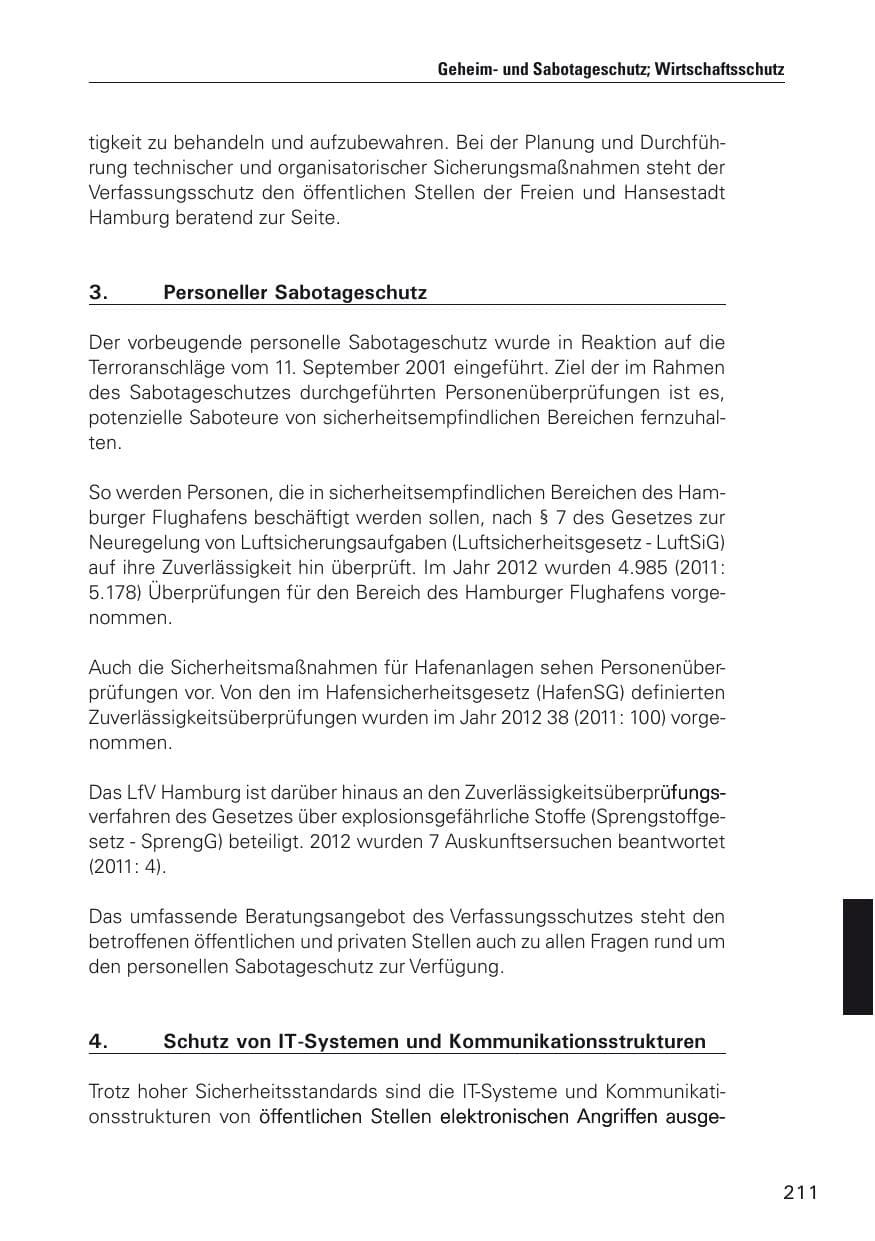 Seite 212 des Verfassungsschutzbericht 2012 Hamburg