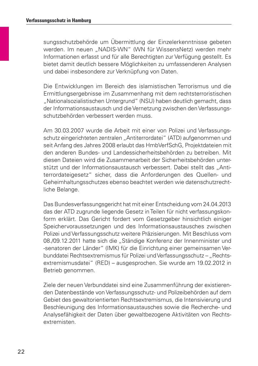Seite 23 des Verfassungsschutzbericht 2012 Hamburg