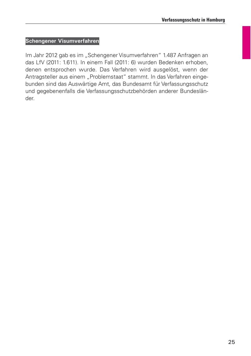 Seite 26 des Verfassungsschutzbericht 2012 Hamburg