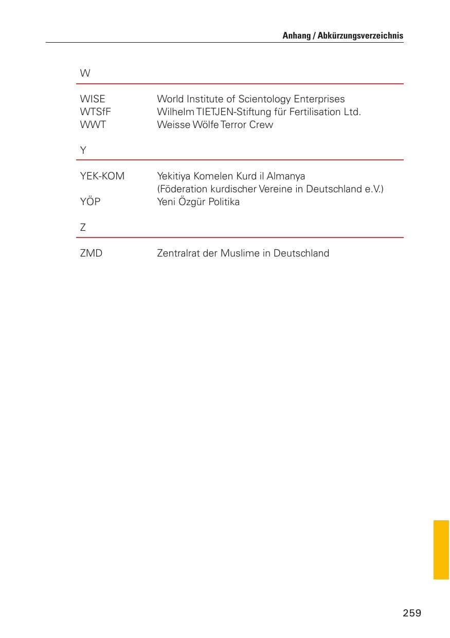 Seite 260 des Verfassungsschutzbericht 2012 Hamburg
