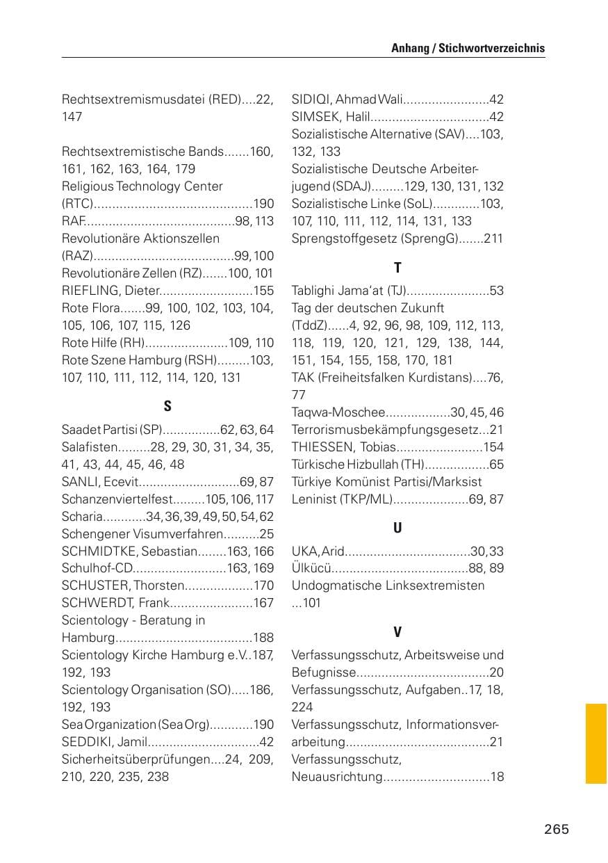 Seite 266 des Verfassungsschutzbericht 2012 Hamburg